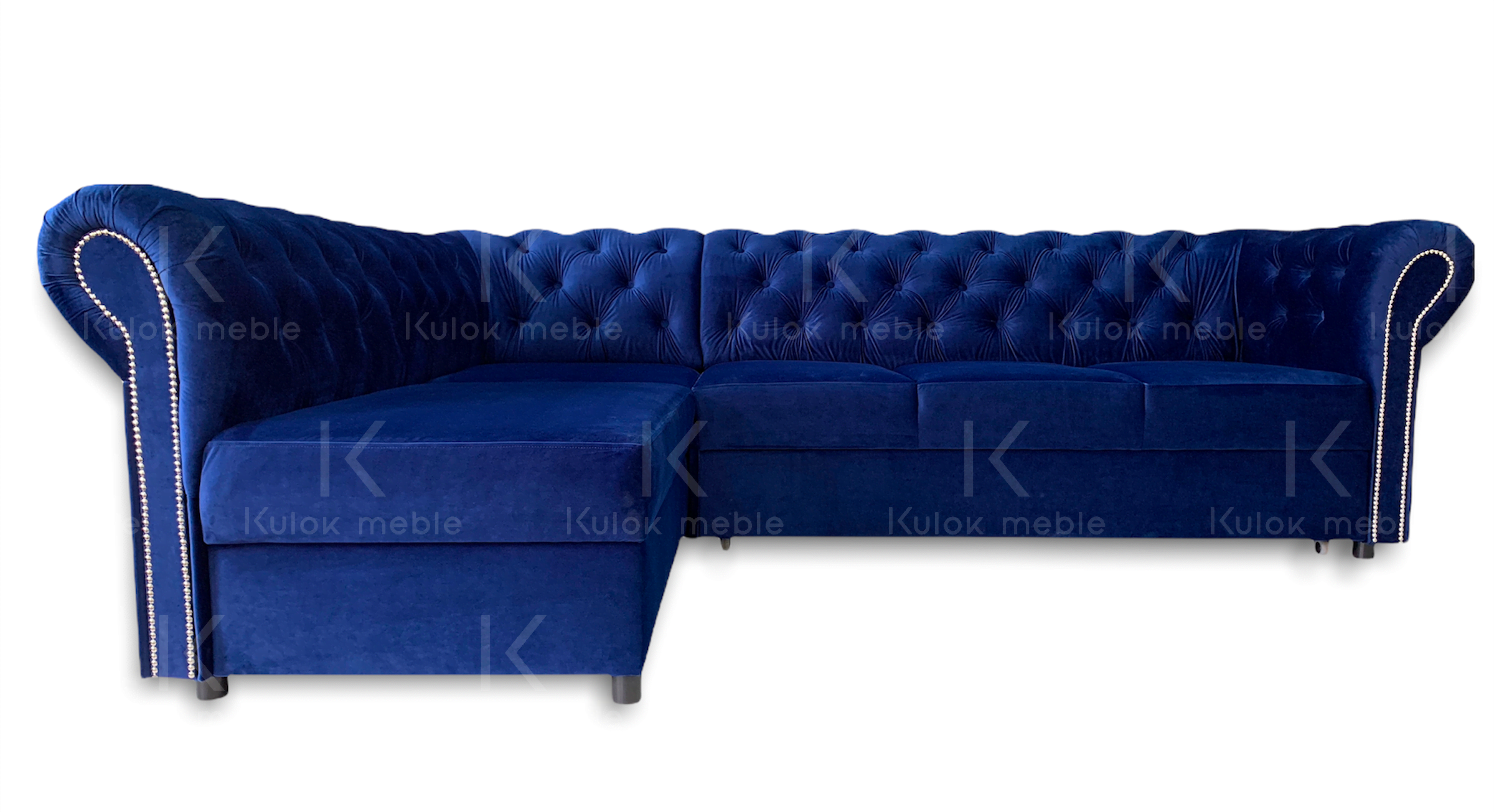 Narożnik Chesterfield Primavera Lewostronny z Funkcją Spania - Magic Velvet 2216
