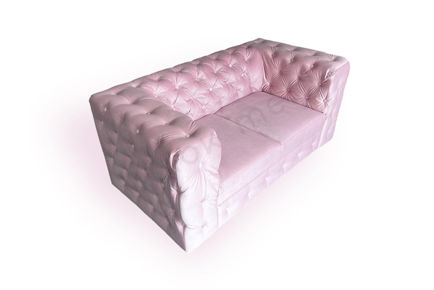 Mała sofa dwuosobowa różowa pikowana z bokami kanapa MANCHESTER MINI 165 cm